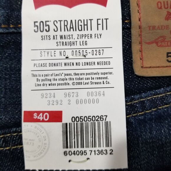 Levis 505 Jeans Men 34x30 Actual 34x29 Regular Fit Straight Blue Denim - Picture 9 of 12